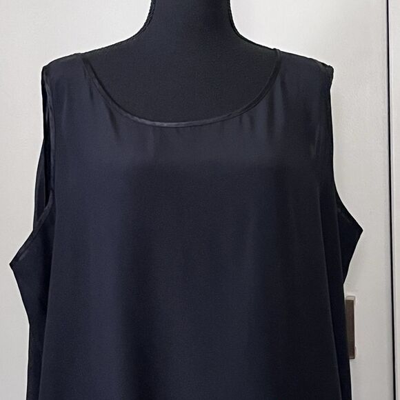 LIZ BAKER Tank‎ Top 22W Plus Boxy Scoop Neck Sleeveless Shell Black - Picture 3 of 5